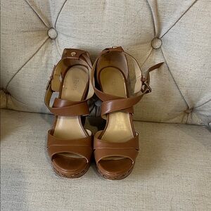 Michael Kors Brown Leather Platform Sandals